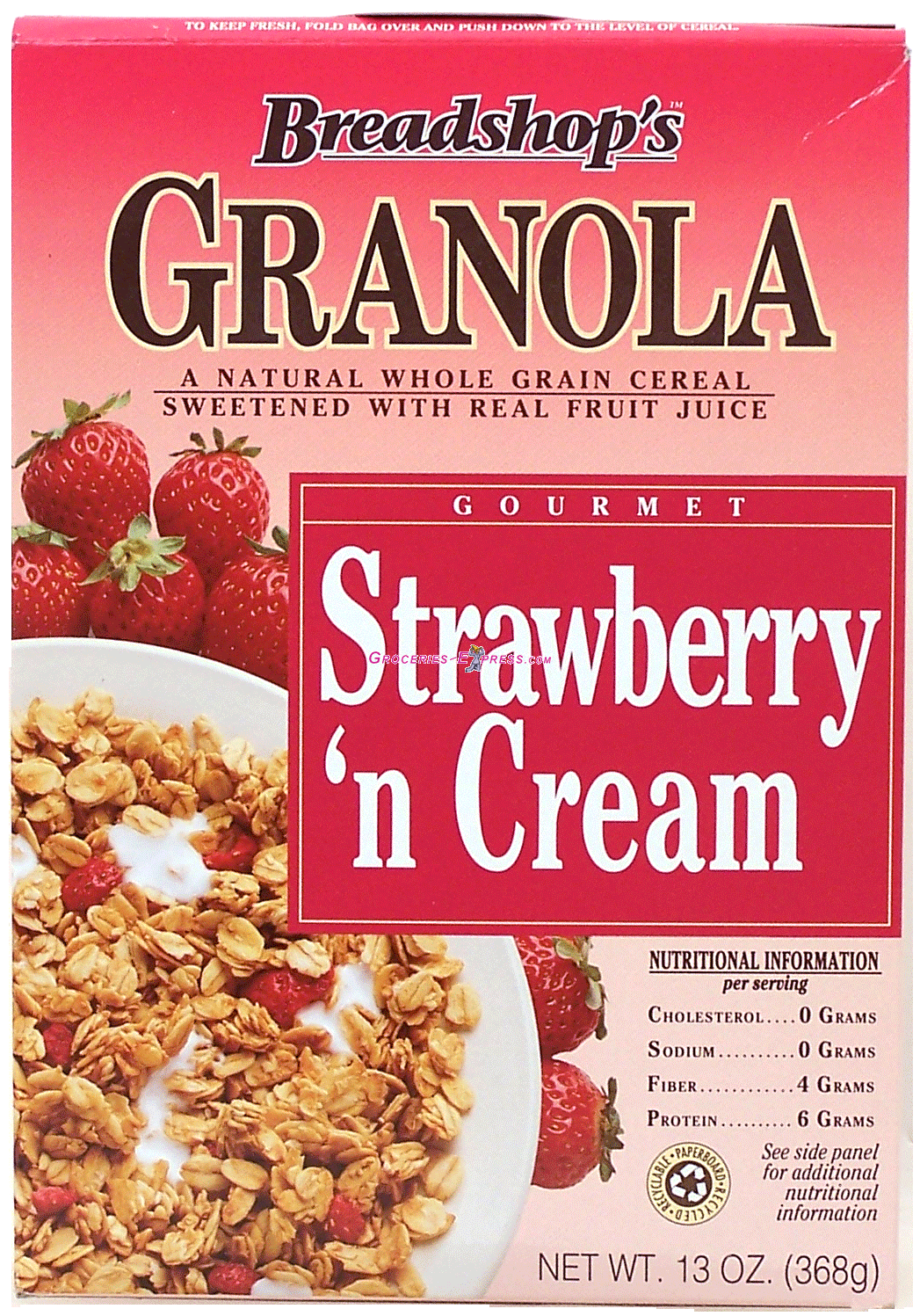 Breadshop&nbsp;&nbsp;strawberry 'n cream granola whole grain cereal sweetened with real fruit juice Full-Size Picture